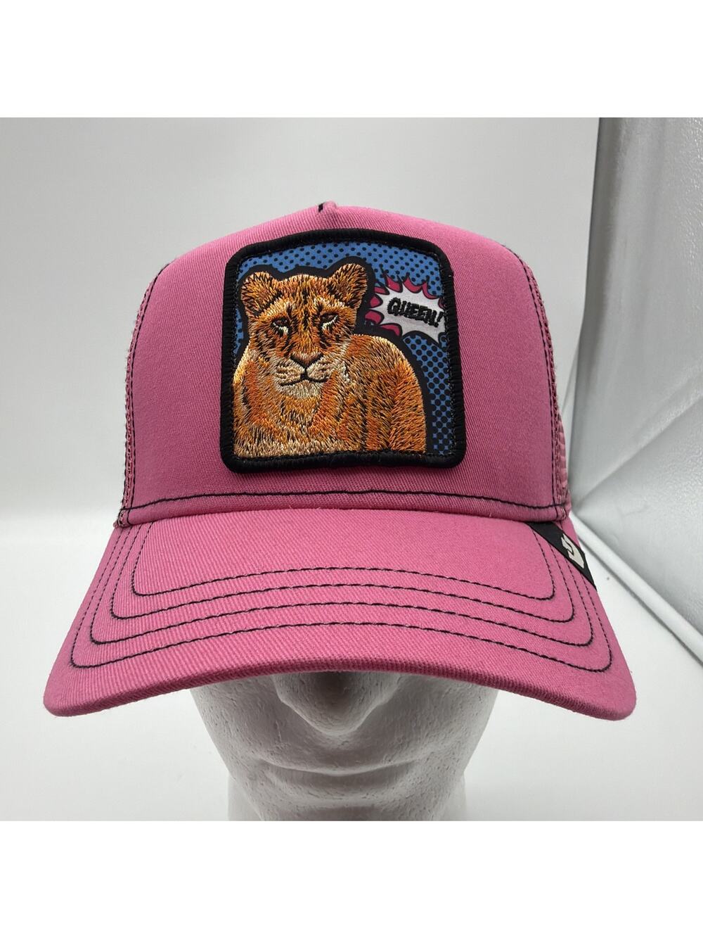 Goorin Bros Queen Lioness Trucker Hat Pink Pop Art Mesh Snapback Animal Farm Hat
